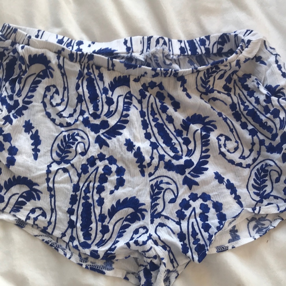 blue and white shorts